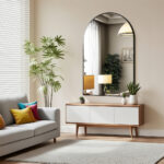 35" Black Metal Arch Framed Accent Mirror - Image 7
