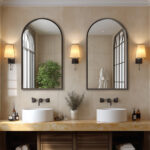 35" Black Metal Arch Framed Accent Mirror - Image 8