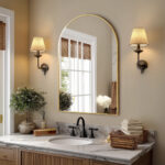 35" Gold Metal Arch Framed Accent Mirror - Image 5