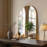 35" Gold Metal Arch Framed Accent Mirror - Image 6