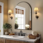 38" Black Metal Arch Framed Accent Mirror - Image 5