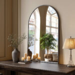 38" Black Metal Arch Framed Accent Mirror - Image 6