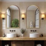 38" Gold Metal Arch Framed Accent Mirror - Image 8