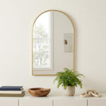 38" Gold Metal Arch Framed Accent Mirror