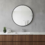 24" Black Metal Round Framed Bathroom Vanity Mirror