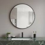 30" Black Metal Round Framed Bathroom Vanity Mirror