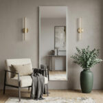 65" Silver Lighted Frameless Full Length Hanging Mirror
