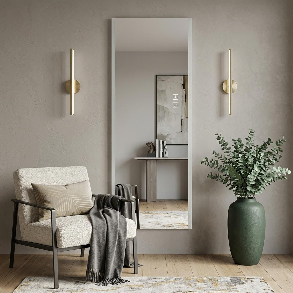 720589_4_zCSATOY4-2.jpg 65" Silver Lighted Frameless Full Length Hanging Mirror - Image 1