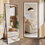 65" Silver Lighted Wall Mount Or Freestanding Frameless Standing Mirror - Image 5