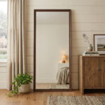 71" Brown Wood Wall Mounted And Leaning Framed Full Length Mirror