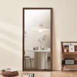 71" Brown Wood Wall Mounted And Leaning Framed Full Length Mirror - Image 5