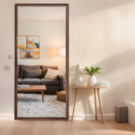 71" Brown Wood Wall Mounted And Leaning Framed Full Length Mirror - Image 4