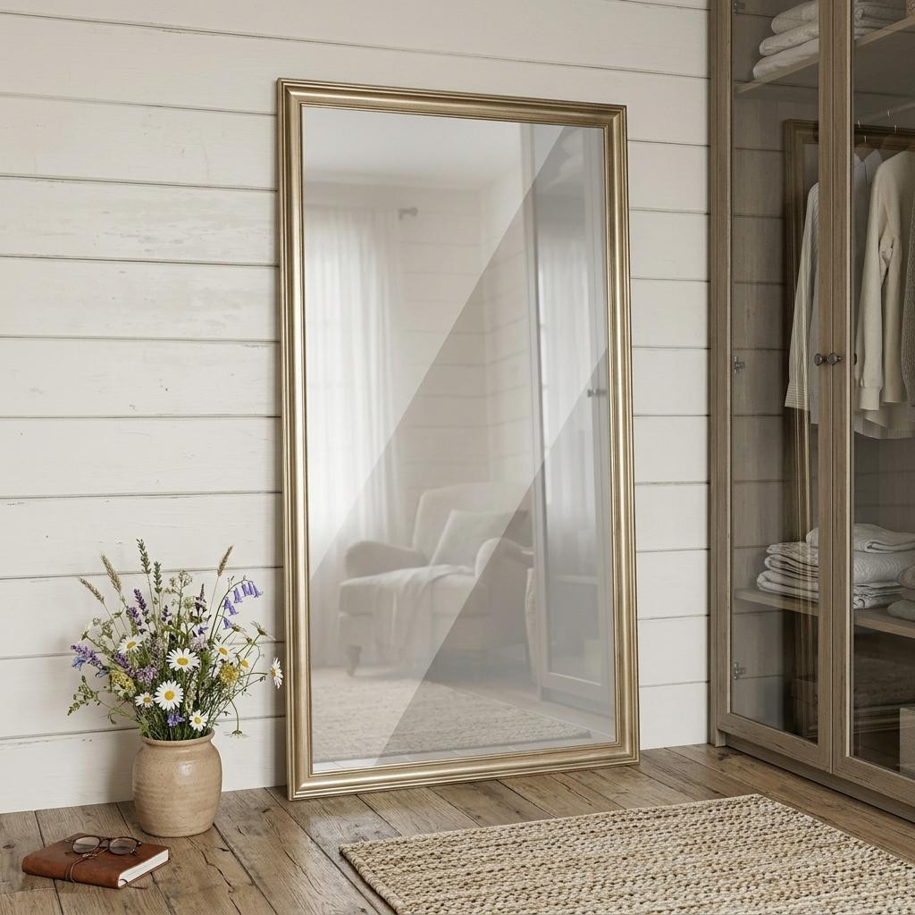 721662_12_zNxD3I42.jpg 71" Golden Brown Wood Wall Mounted And Leaning Framed Full Length Mirror - Image 1