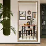 71" Golden Brown Wood Wall Mounted And Leaning Framed Full Length Mirror - Image 3