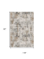 10' Brown And Gray Abstract Distressed Runner Rug - Image 7