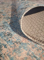 5' X 8' Blue And Orange Abstract Distressed Area Rug - Image 5