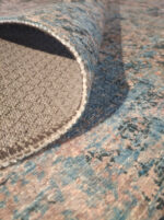 5' X 8' Blue And Orange Abstract Distressed Area Rug - Image 6