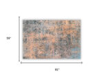 5' X 8' Blue And Orange Abstract Distressed Area Rug - Image 7