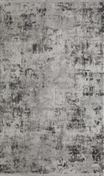 5' X 8' Gray And White Abstract Distressed Area Rug With Fringe - Image 4