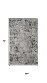7' X 10' Gray And White Abstract Distressed Area Rug With Fringe - Image 6