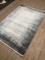 4' X 6' Gray And White Abstract Distressed Area Rug With Fringe - Image 6