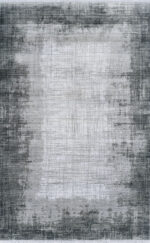 4' X 6' Gray And White Abstract Distressed Area Rug With Fringe - Image 4