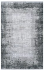 5' X 8' Gray And White Abstract Distressed Area Rug With Fringe - Image 2