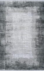 5' X 8' Gray And White Abstract Distressed Area Rug With Fringe - Image 5