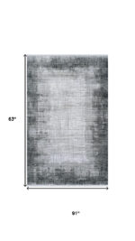 5' X 8' Gray And White Abstract Distressed Area Rug With Fringe - Image 11