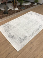 5' X 8' Gray And White Abstract Distressed Area Rug With Fringe - Image 5
