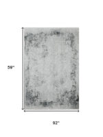 5' X 8' Gray And White Abstract Distressed Area Rug With Fringe - Image 8