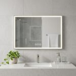 32" Silver Aluminum Lighted Framed Anti Fog Bathroom Vanity Mirror