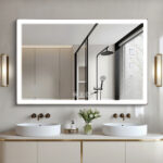 32" Silver Aluminum Lighted Framed Anti Fog Bathroom Vanity Mirror - Image 7