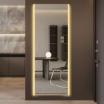 65" Silver Lighted Wall Mounted And Leaning Frameless Full Length Hanging Mirror - Image 3