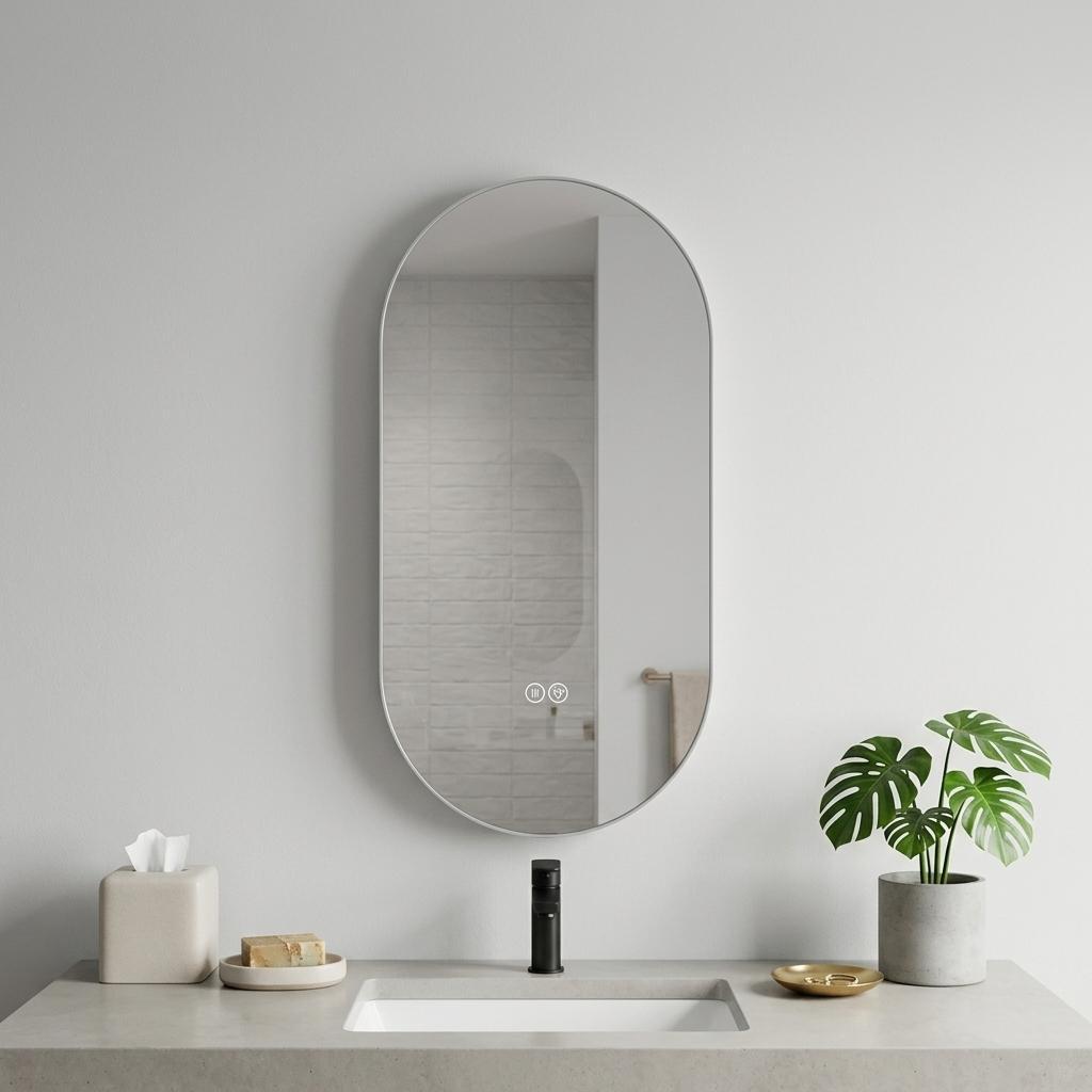 723224_11_fLumj8ke.jpg 48" Oval Lighted Frameless Anti Fog Bathroom Vanity Mirror - Image 1