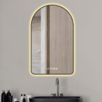 48" Black Aluminum Arch Lighted Framed Anti Fog Bathroom Vanity Mirror - Image 4