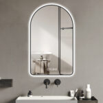 48" Black Aluminum Arch Lighted Framed Anti Fog Bathroom Vanity Mirror - Image 5