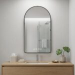 48" Black Aluminum Arch Lighted Framed Anti Fog Bathroom Vanity Mirror