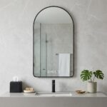 59" Black Aluminum Arch Lighted Framed Anti Fog Bathroom Vanity Mirror