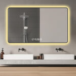 32" Black Aluminum Lighted Framed Anti Fog Bathroom Vanity Mirror - Image 3