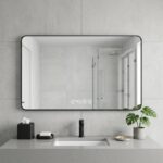 32" Black Aluminum Lighted Framed Anti Fog Bathroom Vanity Mirror