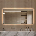 24" Black Aluminum Lighted Framed Anti Fog Bathroom Vanity Mirror - Image 3