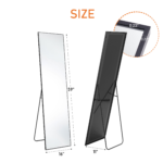 59" Black Aluminum Freestanding And Wall Mounted Framed Full Length Mirror - Image 8