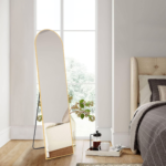 59" Gold Aluminum Arch Freestanding And Wall Mounted Framed Full Length Mirror - Image 4