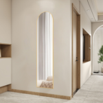 59" Gold Aluminum Arch Freestanding And Wall Mounted Framed Full Length Mirror - Image 3