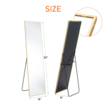 59" Gold Aluminum Freestanding And Wall Mounted Framed Full Length Mirror - Image 7