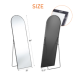64" Black Aluminum Arch Freestanding And Wall Mounted Framed Full Length Mirror - Image 7