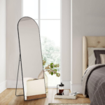 64" Black Aluminum Arch Freestanding And Wall Mounted Framed Full Length Mirror - Image 5