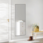 64" Black Aluminum Freestanding And Wall Mounted Framed Full Length Mirror - Image 5