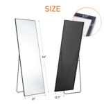 64" Black Aluminum Freestanding And Wall Mounted Framed Full Length Mirror - Image 7